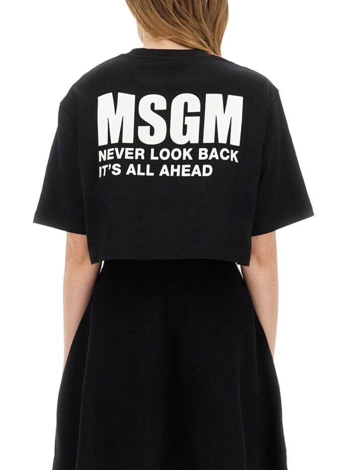 Msgm CROPPED T-SHIRT WITH LOGO