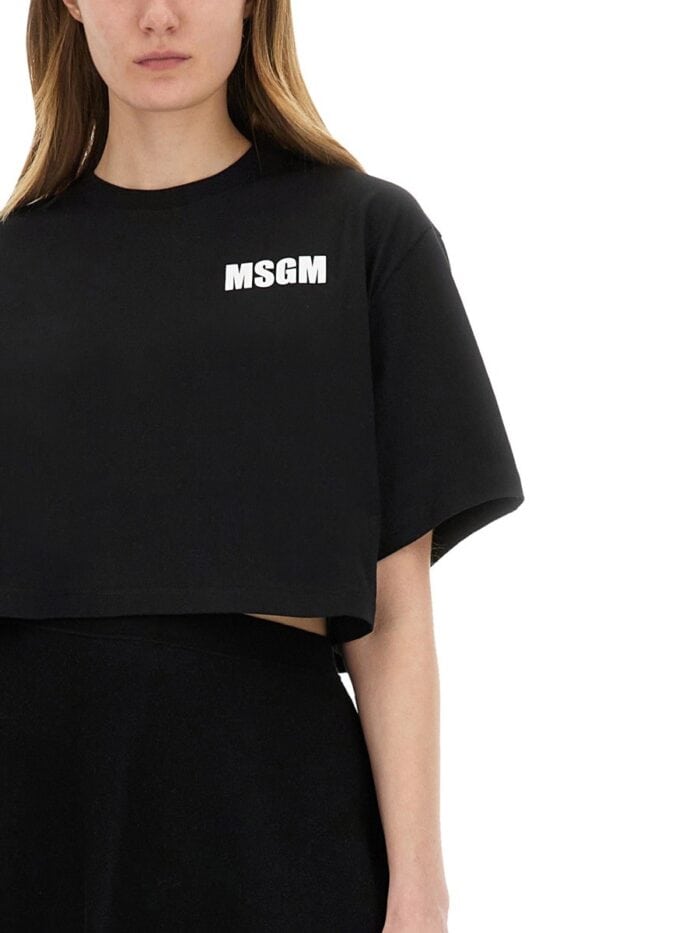 Msgm CROPPED T-SHIRT WITH LOGO
