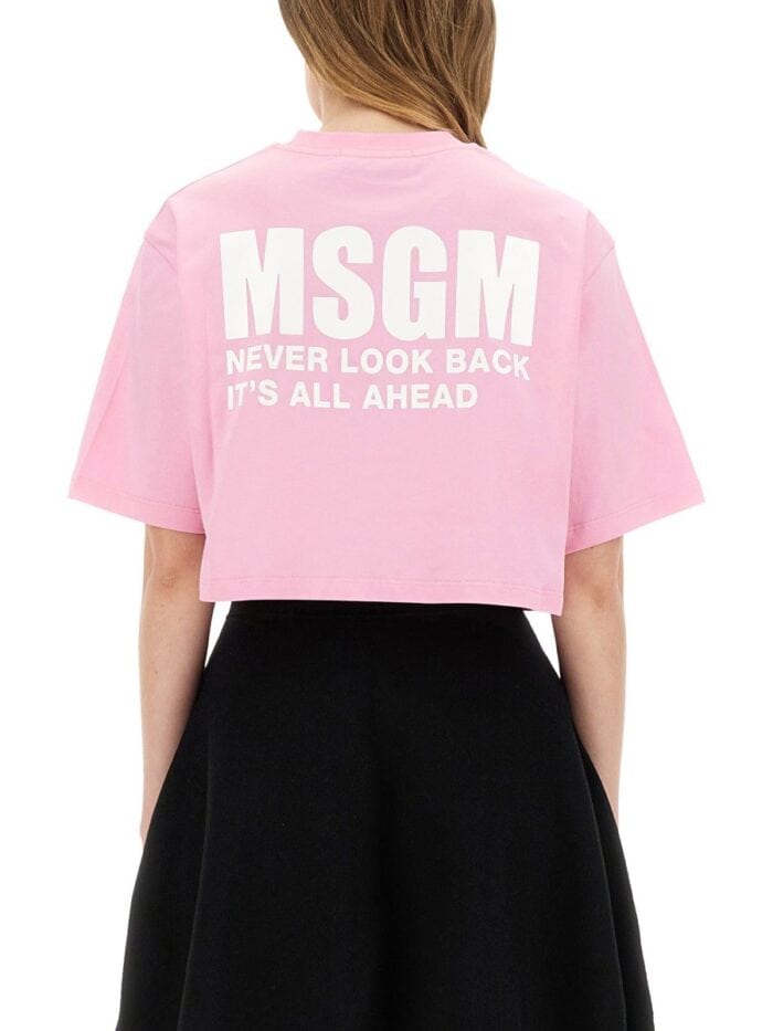 Msgm CROPPED T-SHIRT WITH LOGO