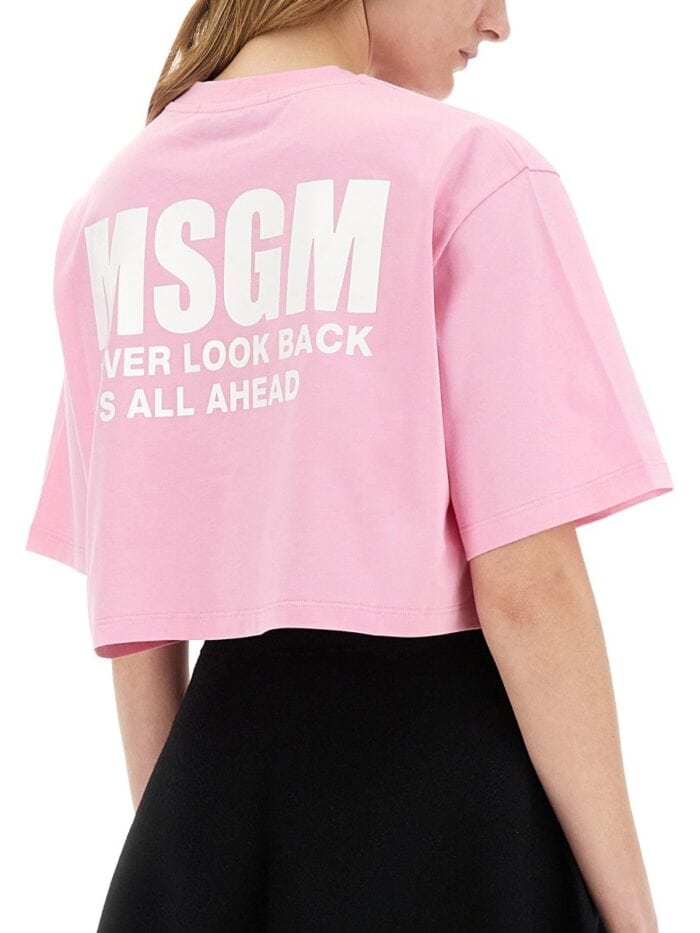 Msgm CROPPED T-SHIRT WITH LOGO