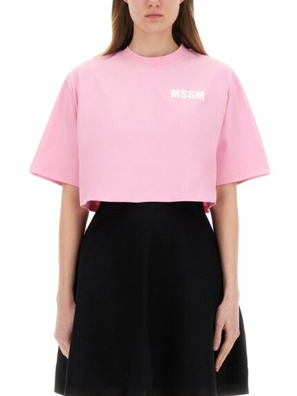 Msgm CROPPED T-SHIRT WITH LOGO