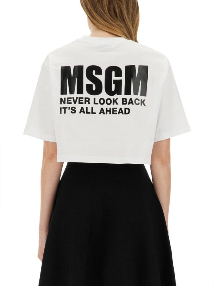 Msgm CROPPED T-SHIRT WITH LOGO