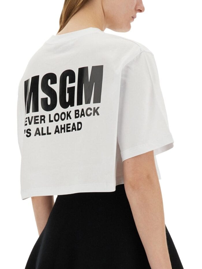 Msgm CROPPED T-SHIRT WITH LOGO