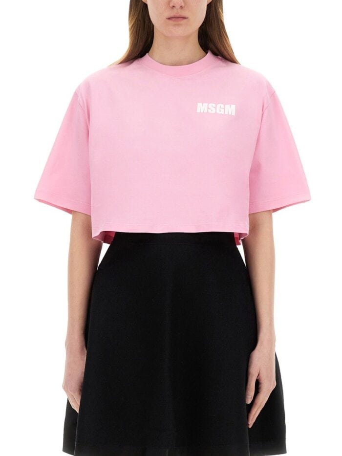 Msgm CROPPED T-SHIRT WITH LOGO