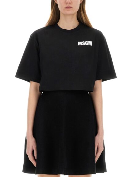 Msgm CROPPED T-SHIRT WITH LOGO