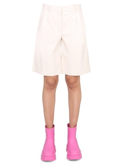 Msgm FAUX LEATHER BERMUDA SHORTS