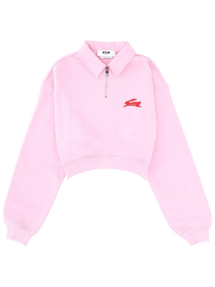 Msgm "FOLLOW THE RABBIT" COLLARED SWEATSHIRT
