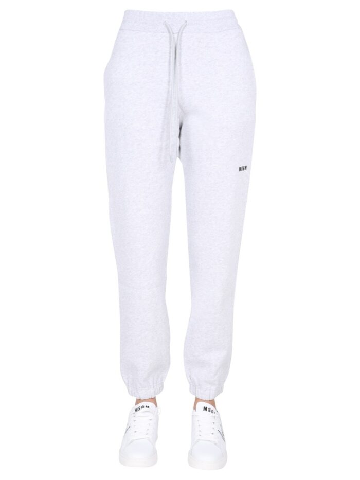 Msgm JOGGING PANTS WITH LOGO PRINT