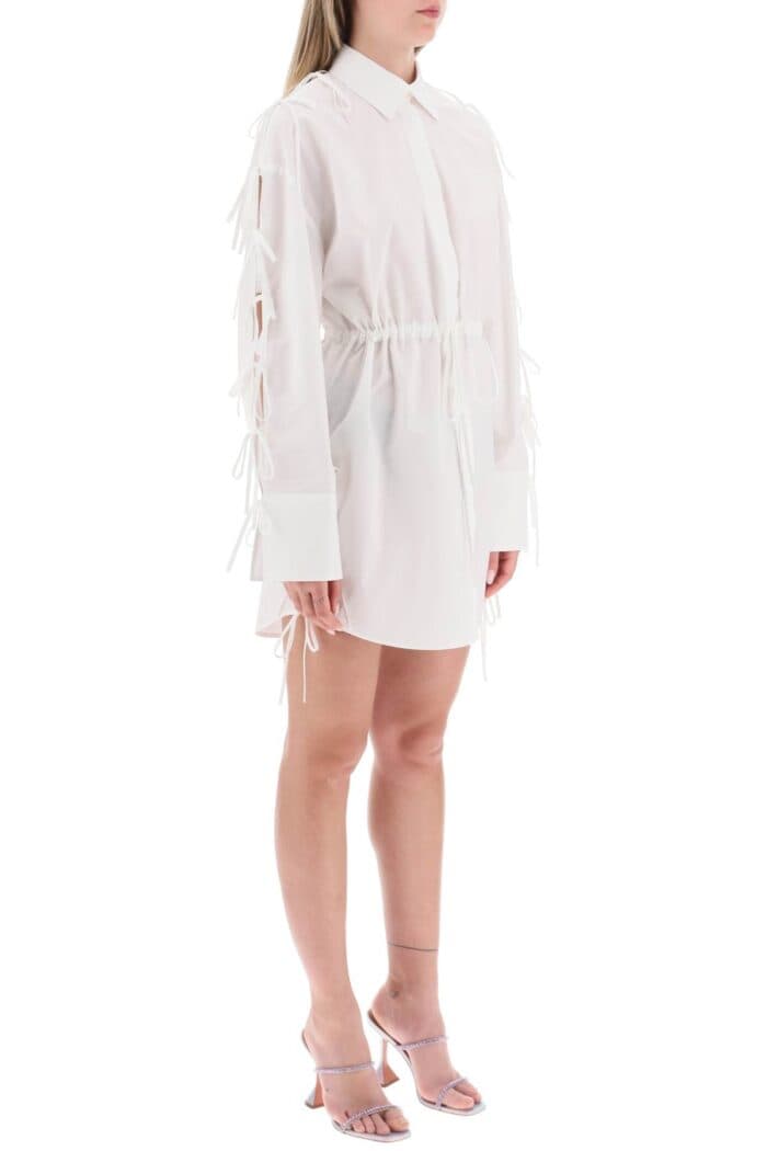 Msgm Mini Shirt Dress With Cut-outs And Bows