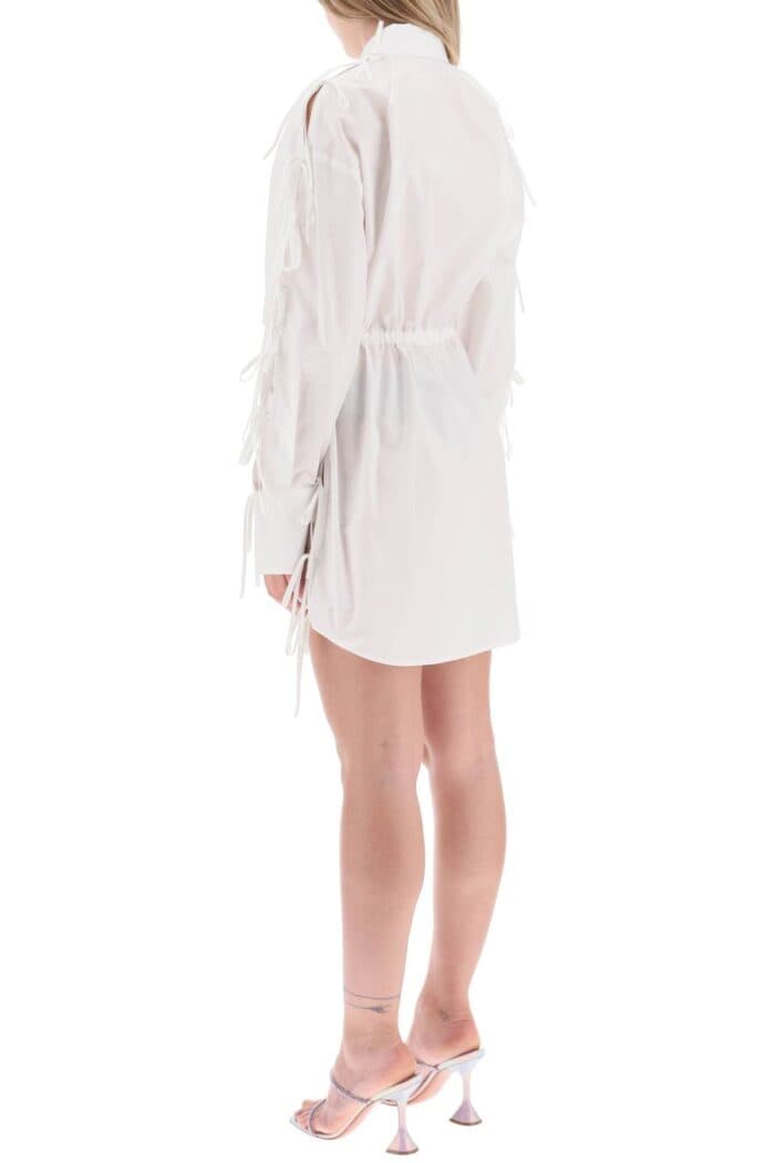 Msgm Mini Shirt Dress With Cut-outs And Bows