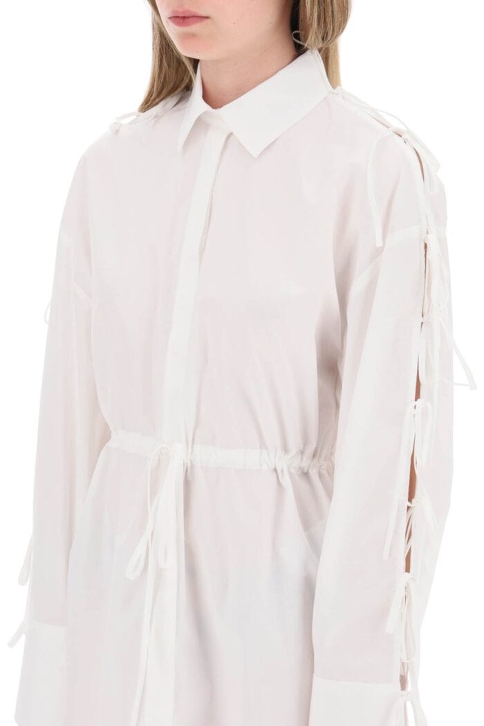 Msgm Mini Shirt Dress With Cut-outs And Bows