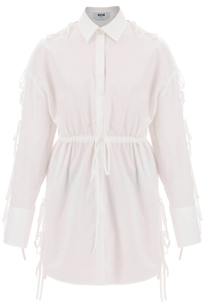 Msgm Mini Shirt Dress With Cut-outs And Bows