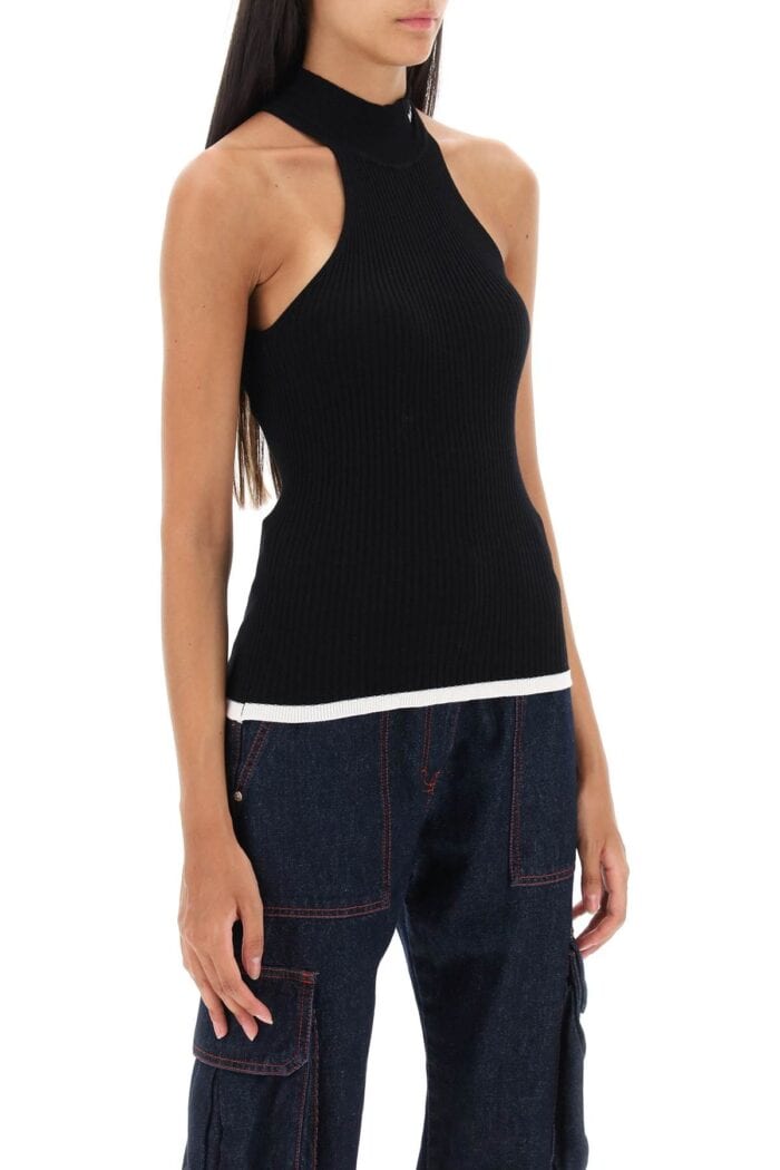 Msgm Ribbed Tank Top With Halterneck