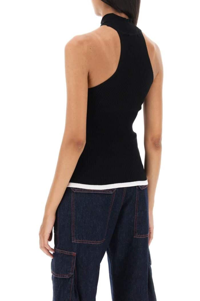 Msgm Ribbed Tank Top With Halterneck