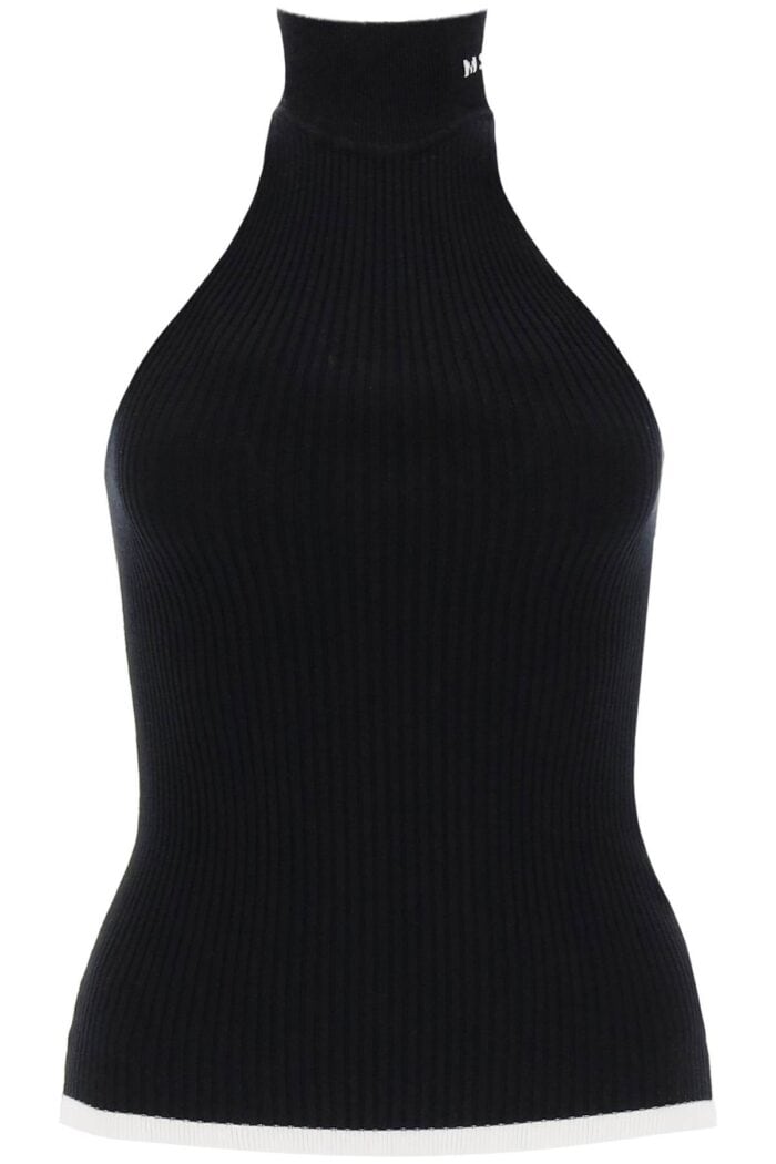 Msgm Ribbed Tank Top With Halterneck