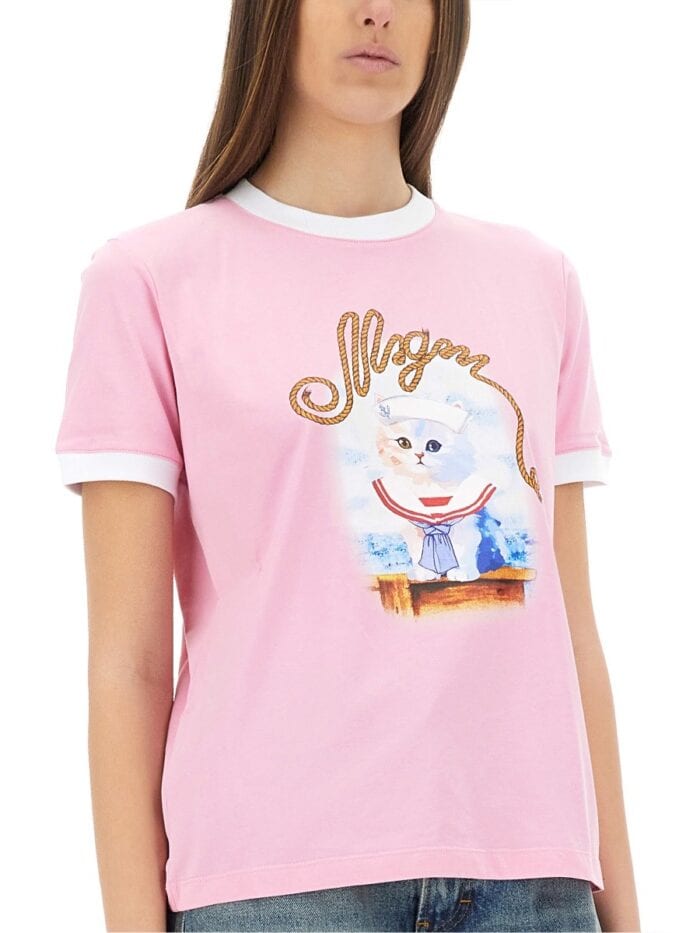 Msgm "SAILOR KITTEN" PRINT T-SHIRT