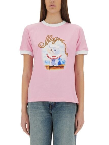 Msgm "SAILOR KITTEN" PRINT T-SHIRT