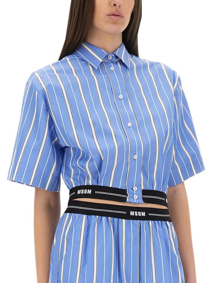 Msgm STRIPED CROPPED SHIRT