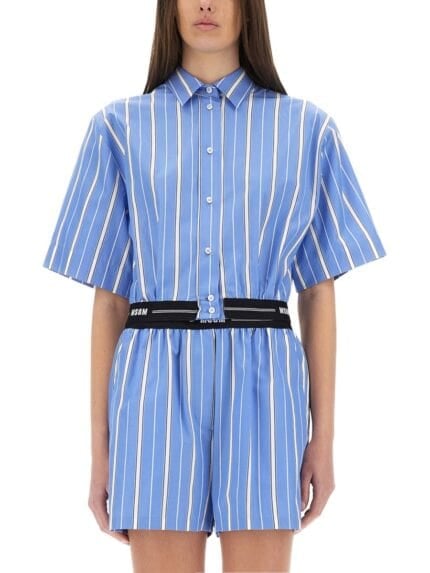 Msgm STRIPED CROPPED SHIRT