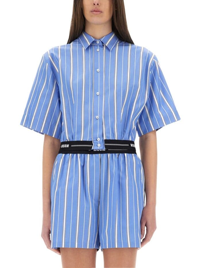Msgm STRIPED CROPPED SHIRT