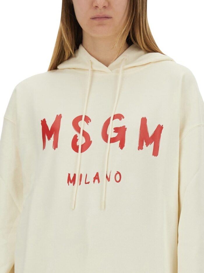 Msgm SWEATSHIRT WITH BRUSHED LOGO