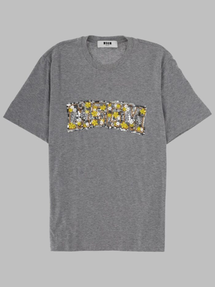 Msgm T-SHIRT CON LOGO CON PAILLETTES