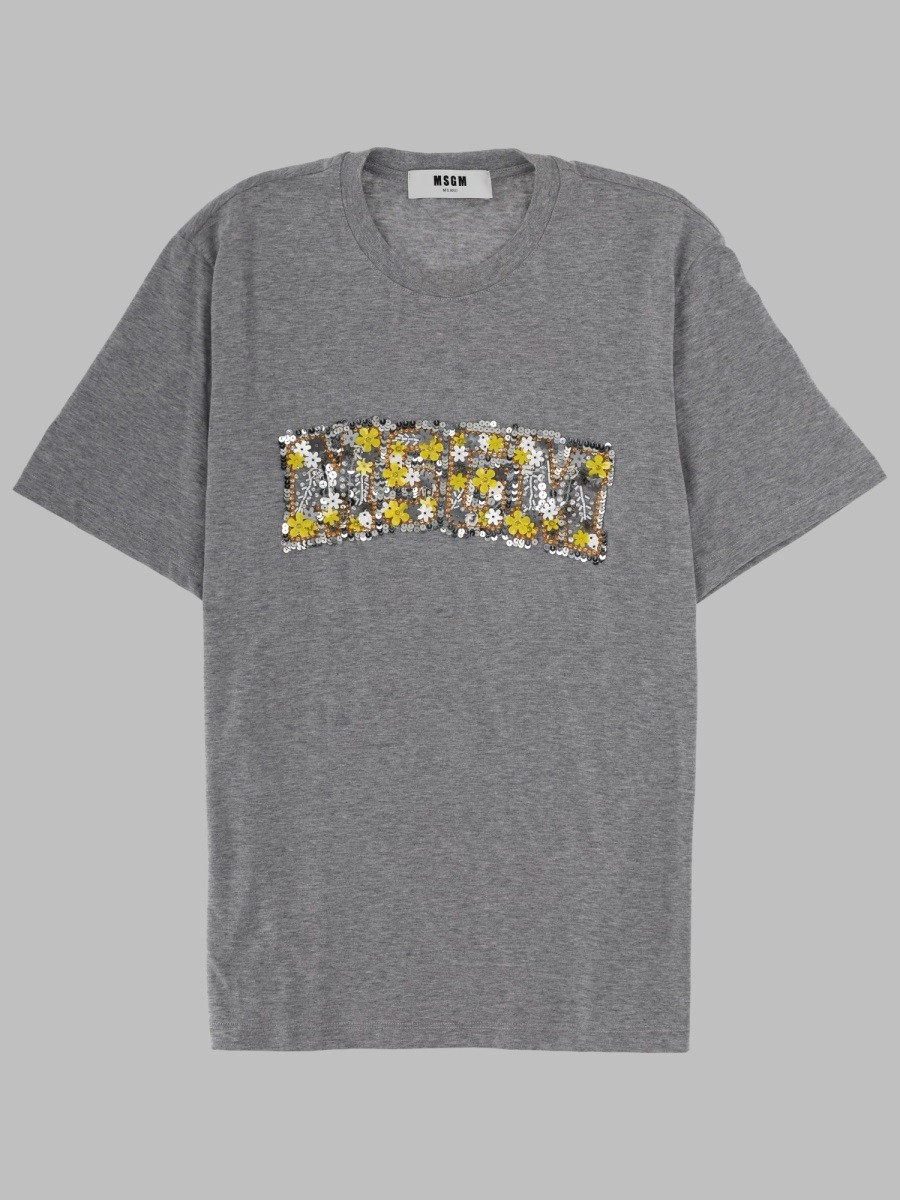 Msgm T-SHIRT CON LOGO CON PAILLETTES