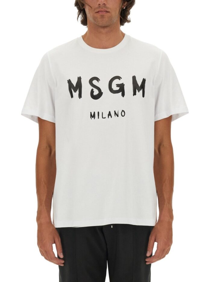 Msgm T-SHIRT CON LOGO PENNELLATO