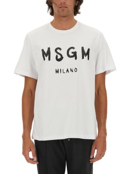 Msgm T-SHIRT CON LOGO PENNELLATO