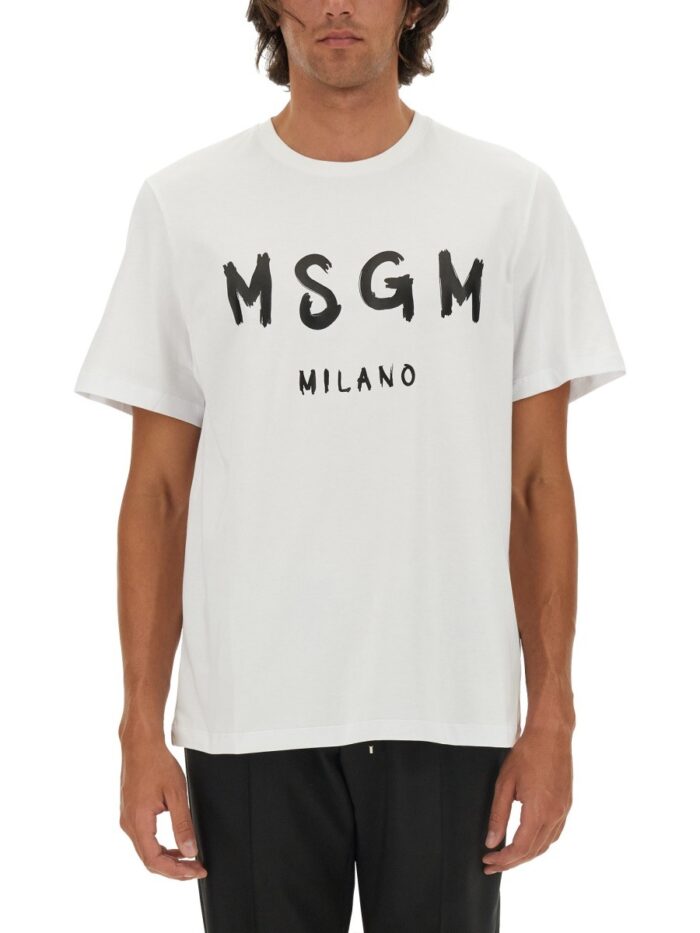 Msgm T-SHIRT CON LOGO PENNELLATO