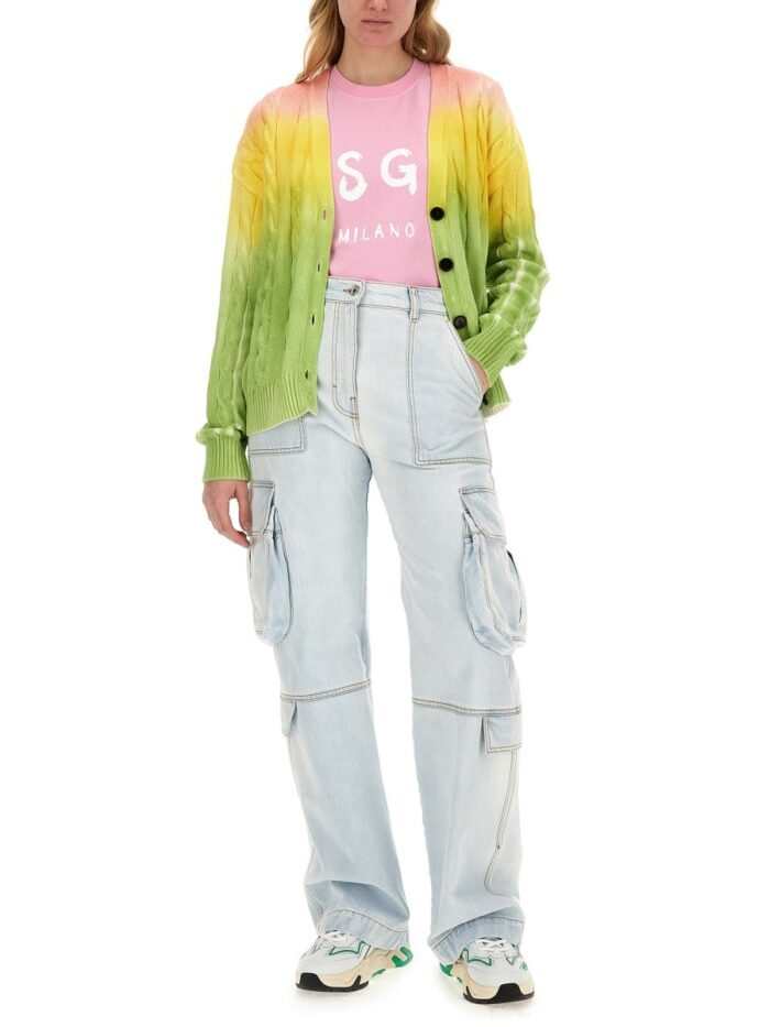 Msgm T-SHIRT WITH BRUSHED LOGO
