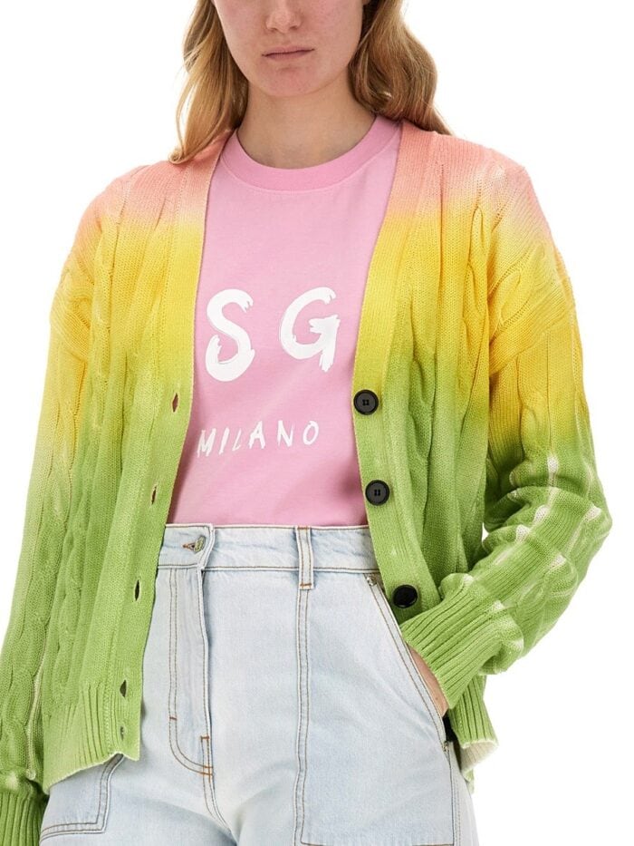 Msgm T-SHIRT WITH BRUSHED LOGO