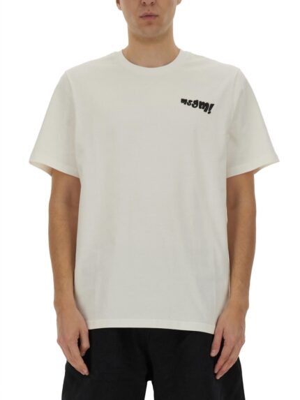 Msgm T-SHIRT WITH EMBROIDERED LOGO