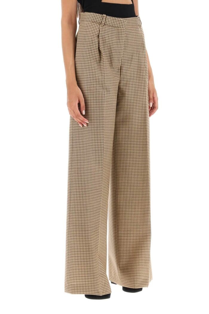 Msgm Wide Leg Pants With Check Motif