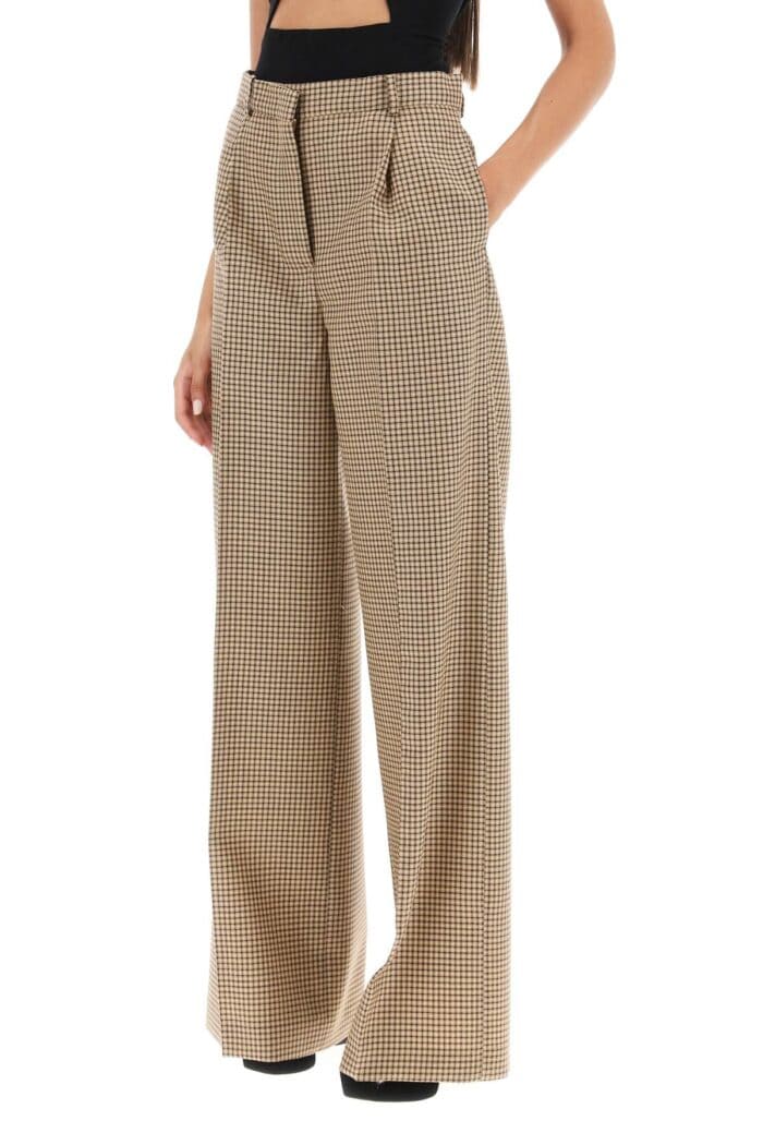 Msgm Wide Leg Pants With Check Motif