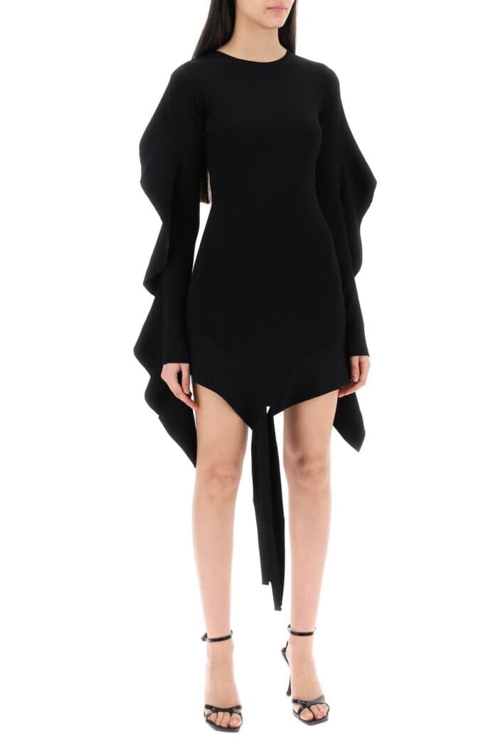 MUGLER Asymmetric Mini Dress With Ruffle Details