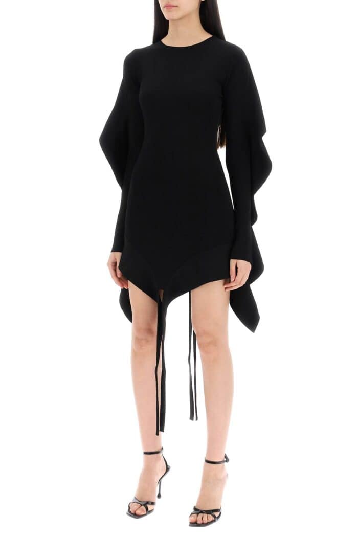 MUGLER Asymmetric Mini Dress With Ruffle Details