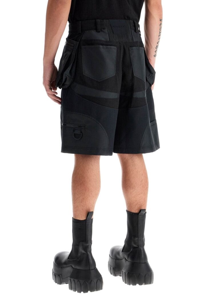 MUGLER "bi-material Cargo Bermuda Shorts