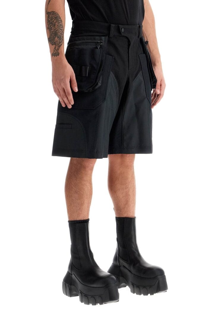 MUGLER "bi-material Cargo Bermuda Shorts