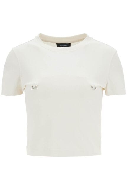 MUGLER Cropped T-shirt With Piercing