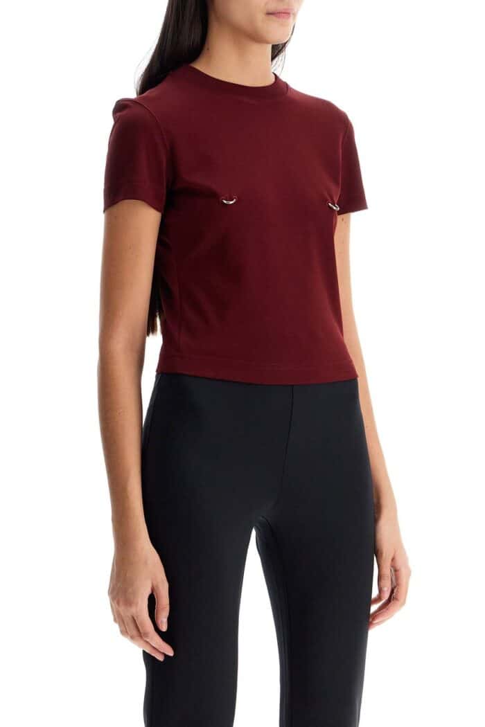 MUGLER Cropped T-shirt With Piercing