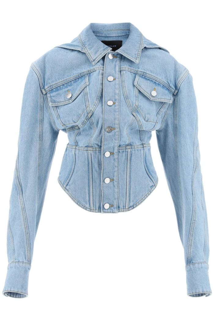 MUGLER Denim Jacket With Corset Detail