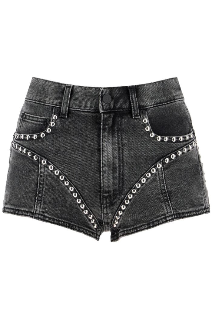 MUGLER Denim Shorts With Studs And Embell