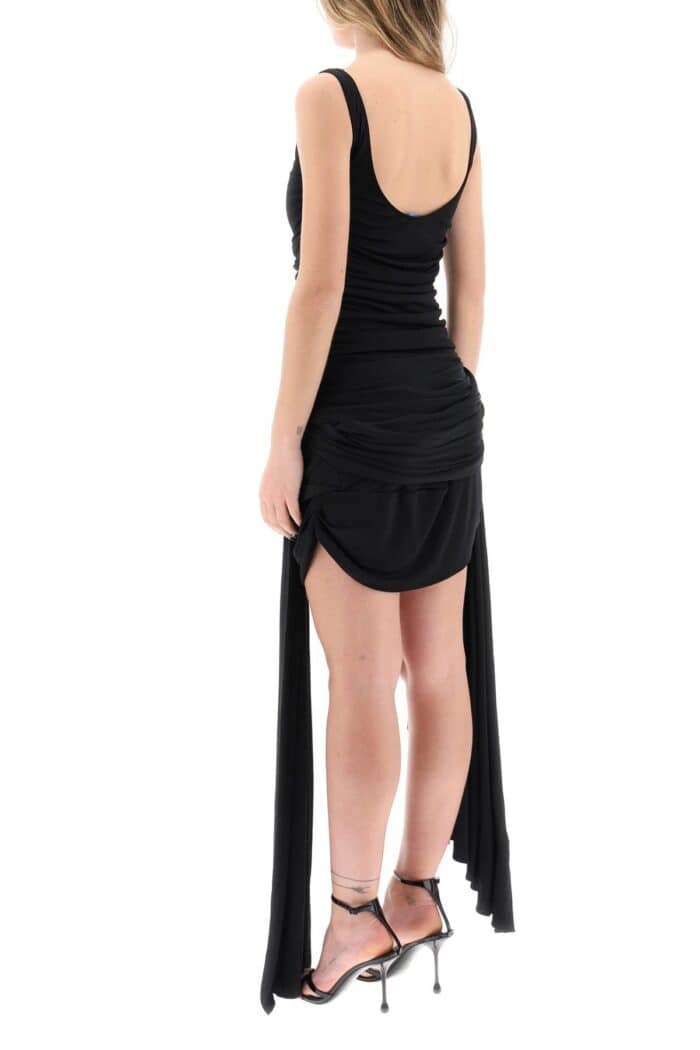 MUGLER Draped Mini Dress With Side Trains