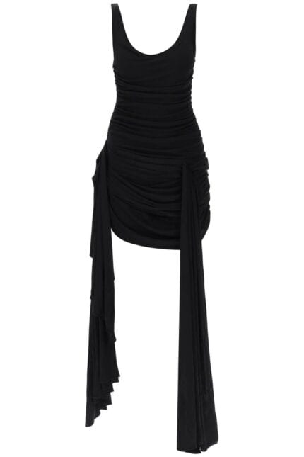 MUGLER Draped Mini Dress With Side Trains