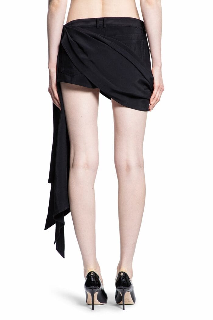 MUGLER Draped Spiral Denim Shorts