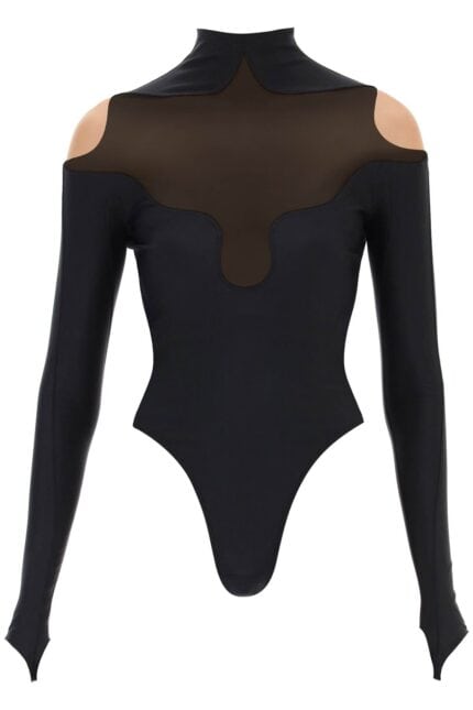 MUGLER Long Sleeve Illusion Bodysuit