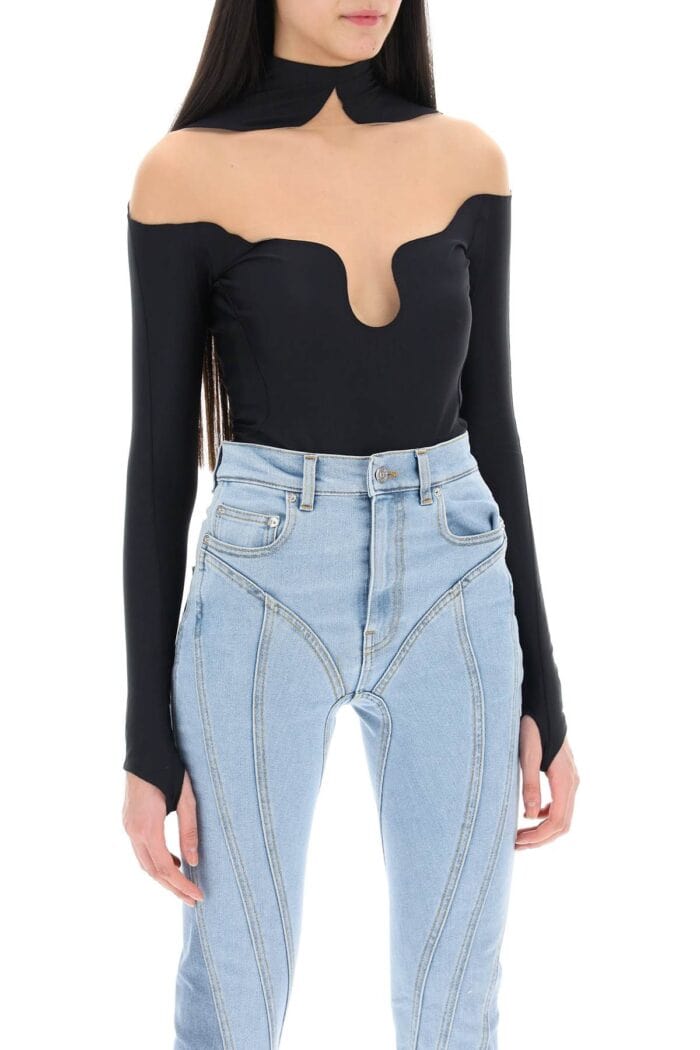 MUGLER Long Sleeve Illusion Bodysuit