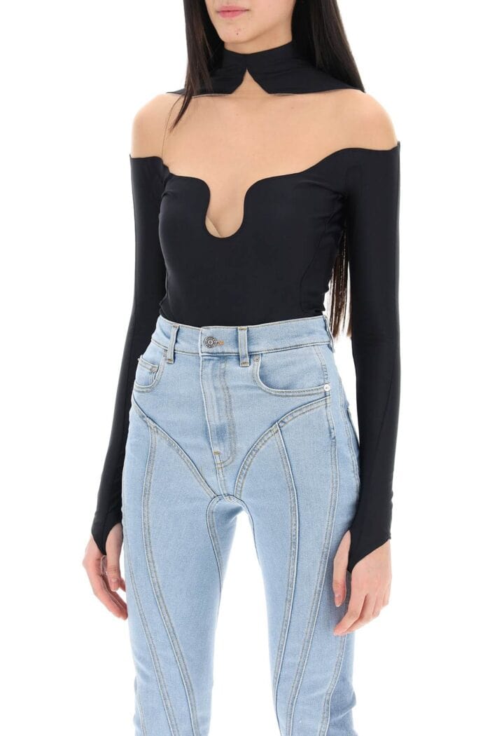 MUGLER Long Sleeve Illusion Bodysuit