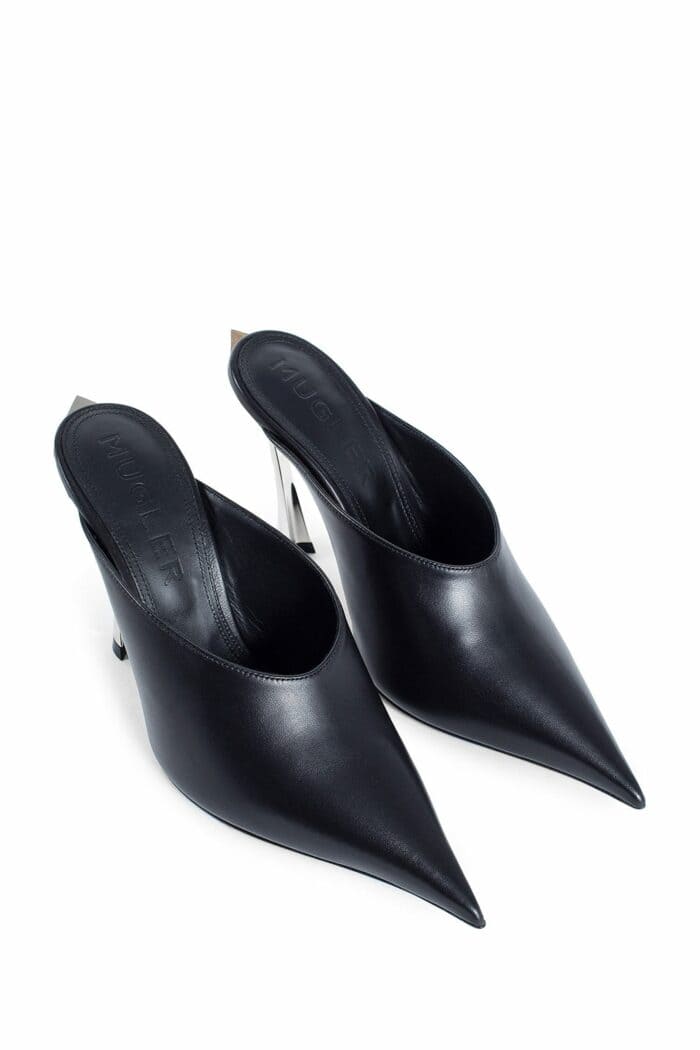 MUGLER Nappa Fang Heel Mules